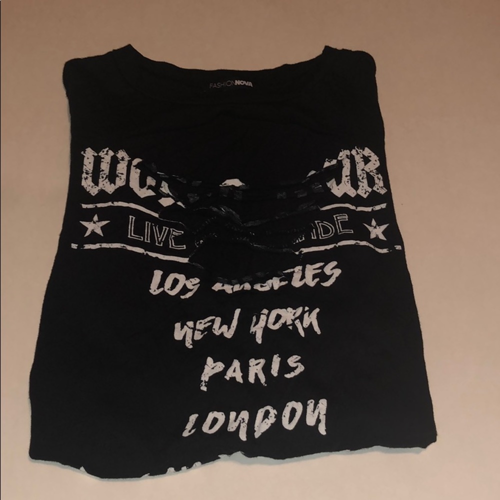FashionNova Shirt, ripped front